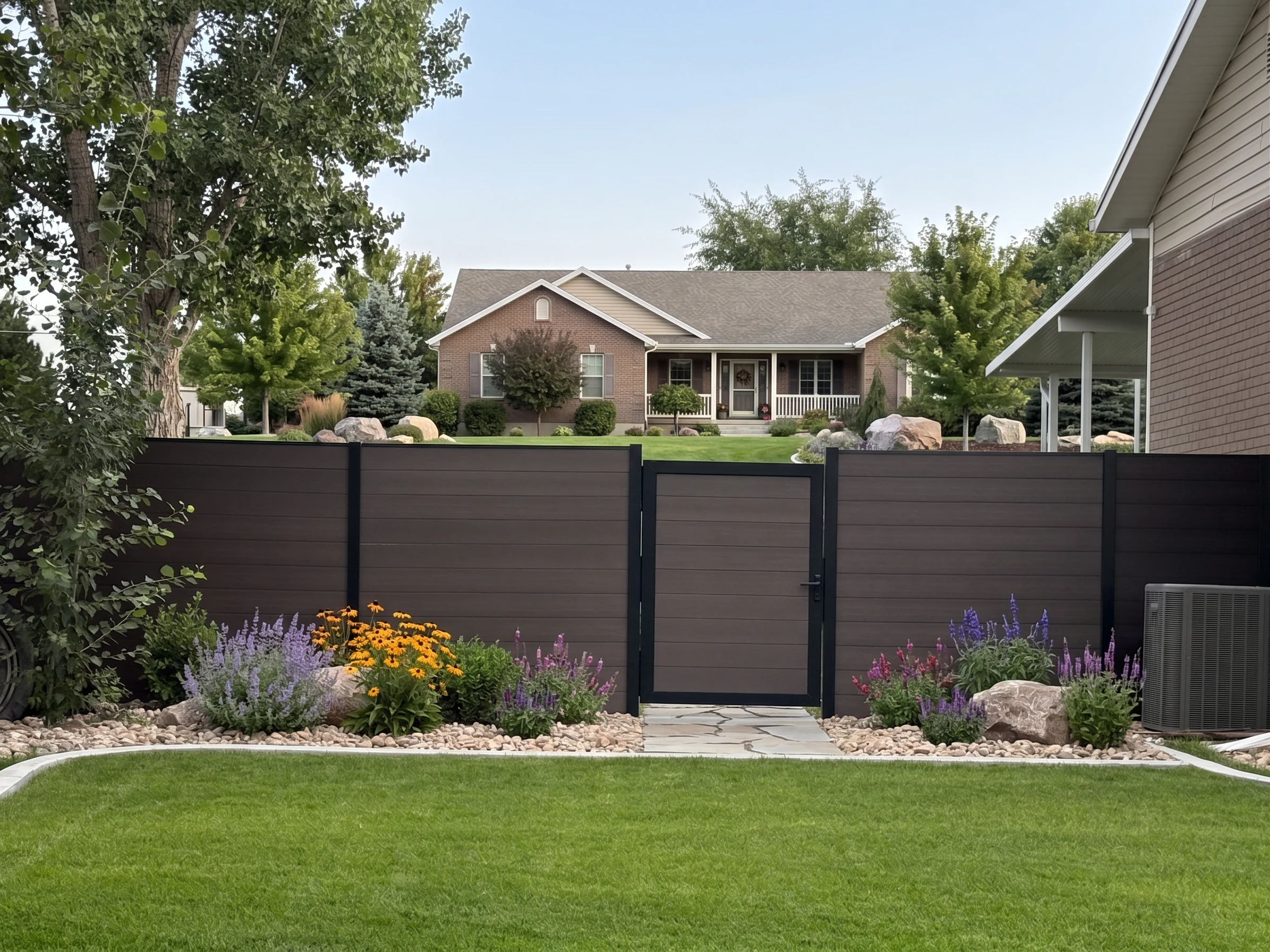 Dark Chocolate composite fence and matching gate